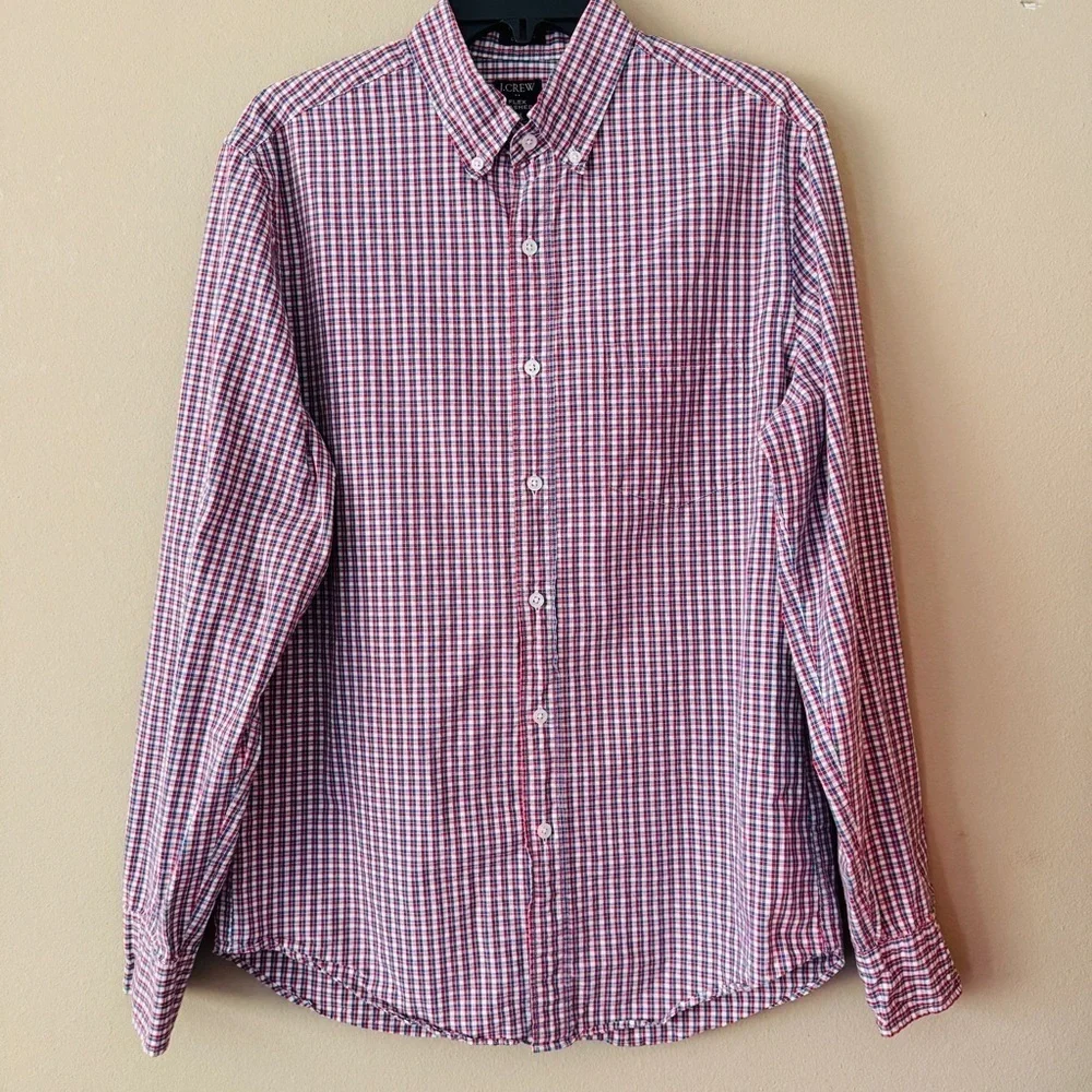 J. Crew Men's Classic Flex Washed Gingham Casual Button Down Shirt Size M